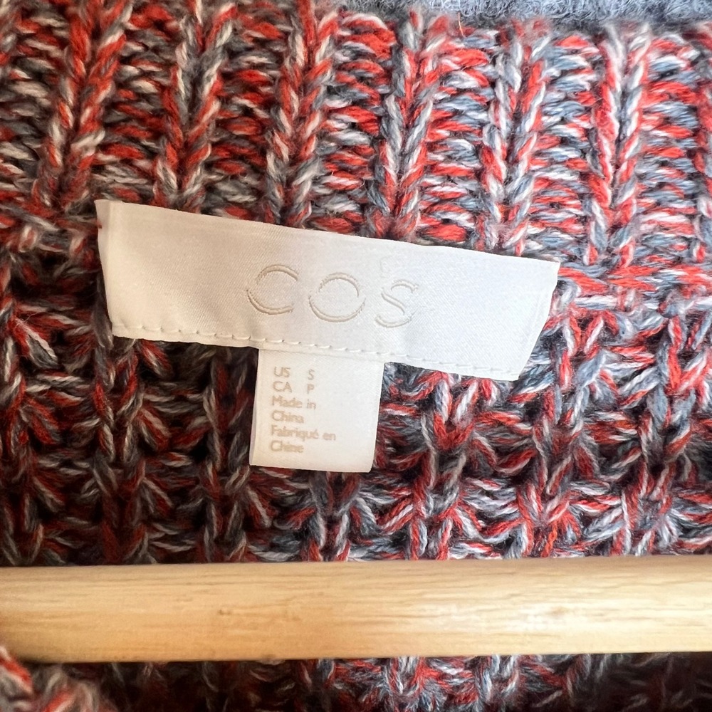 COS Red Marled Chunky Knit Cotton Wool Blend Crew Neck Sweater Small‎ 0801058 0 - Picture 3 of 8